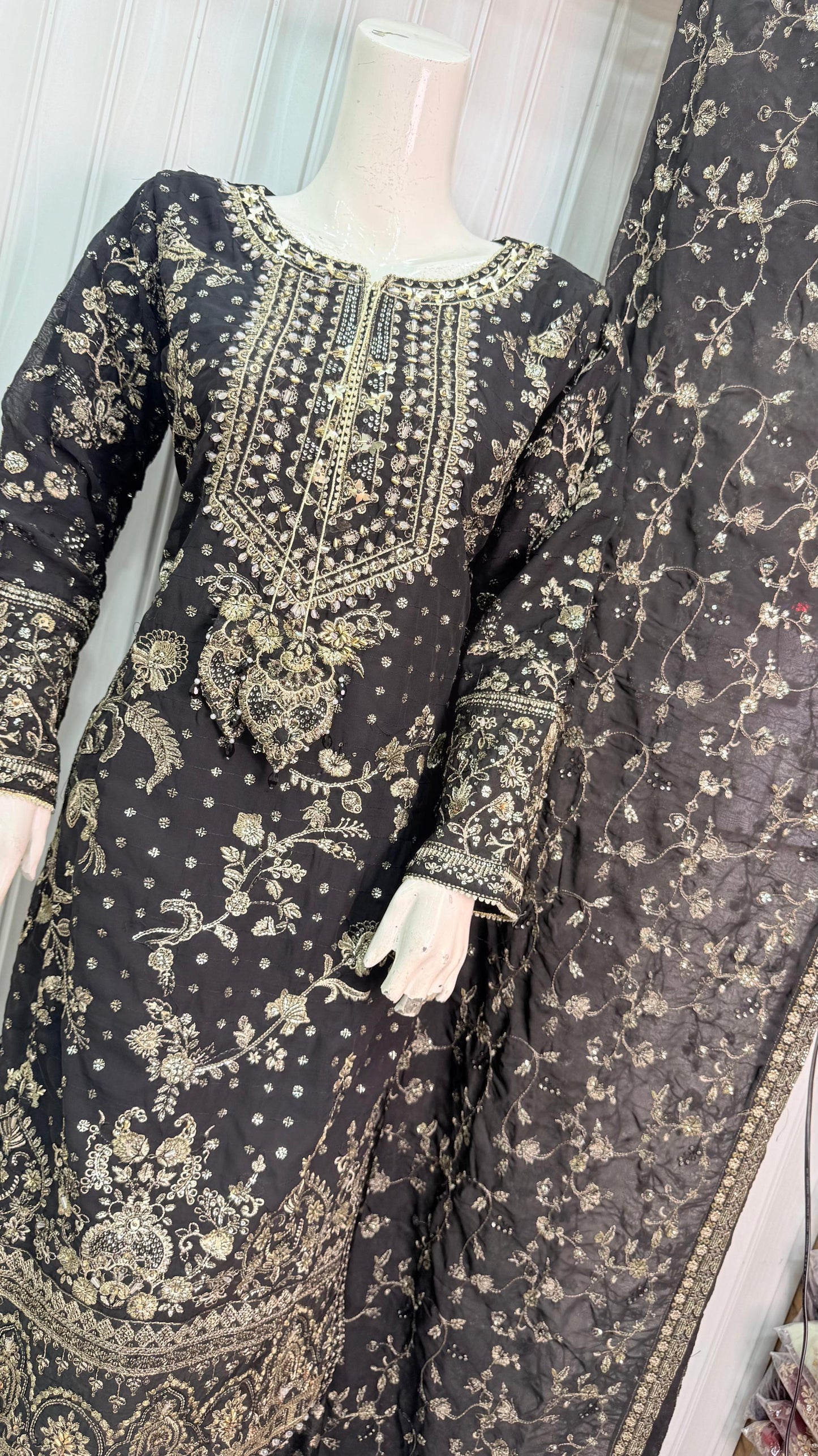 CHIFFON FABRIC 3-PCS Heavy Embroided Dress With Dupatta