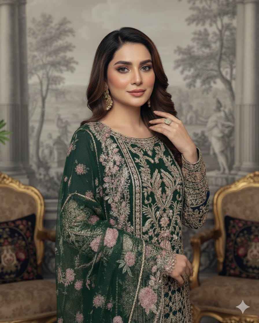 3PC READY TO WEAR – Chiffon & Organza Luxury Sharara Set