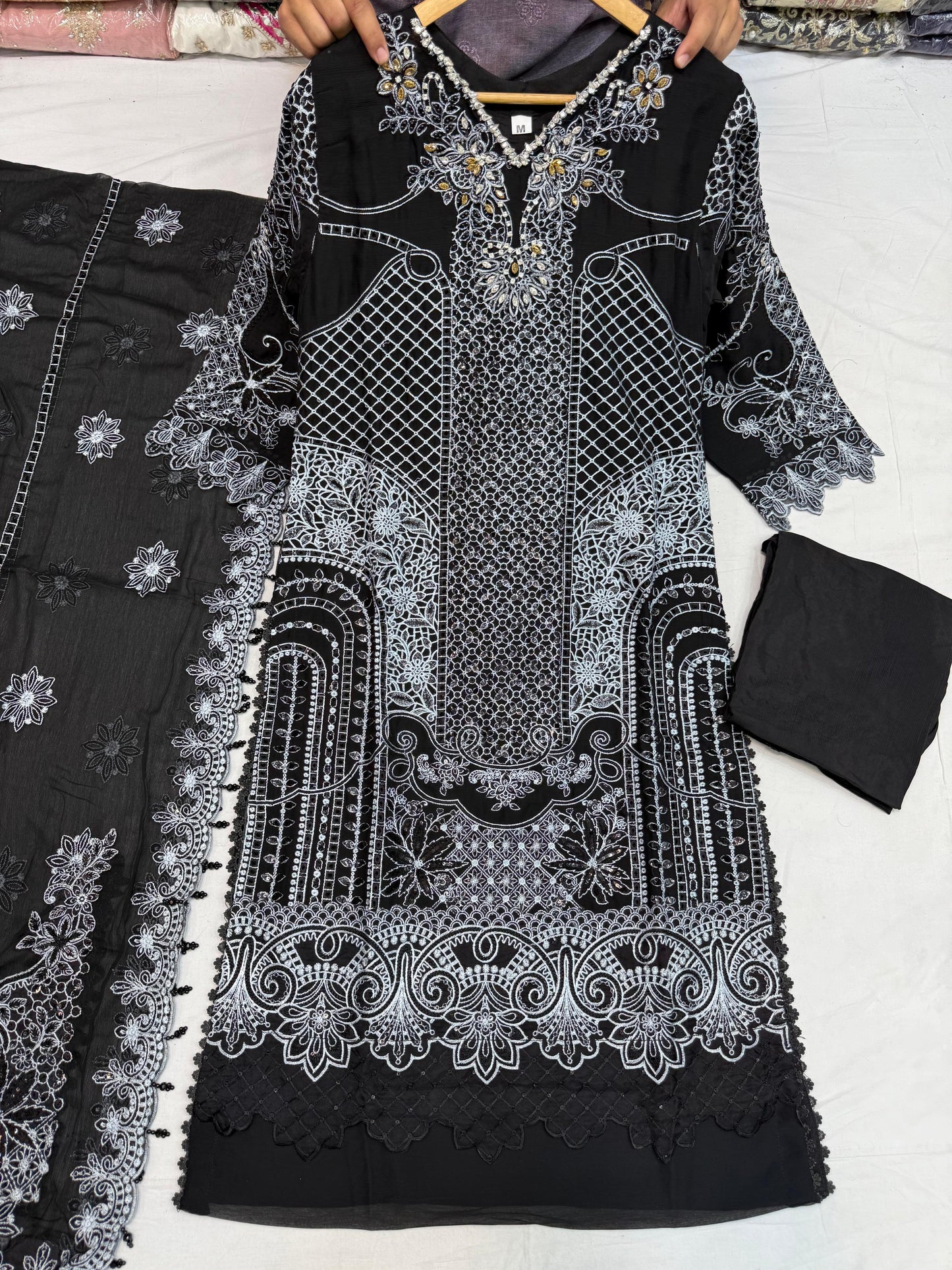 CHIFFON FABRIC Embroided Beautiful Dress With Embroided Dupatta