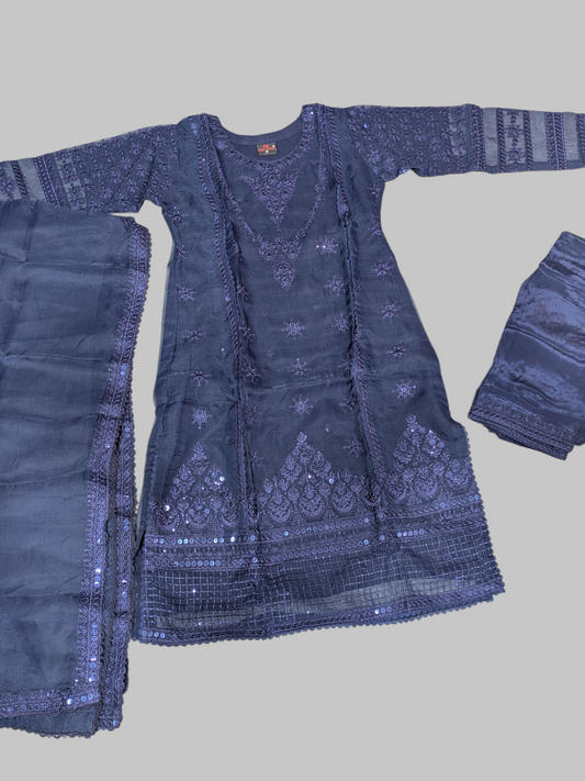 Organza Shirt with Embroidered Organza Dupatta & Grip Trouser