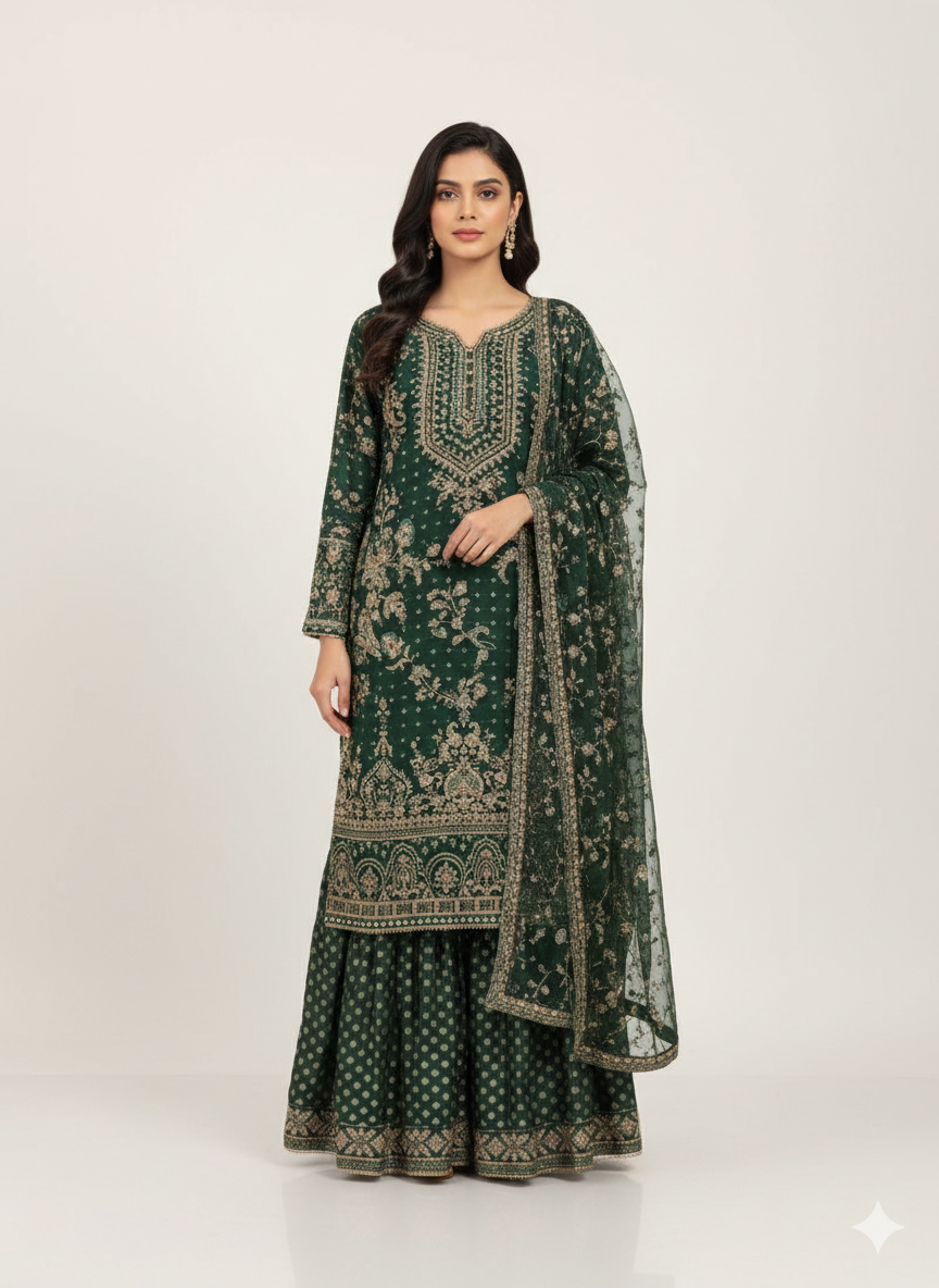 Chiffon Dress – Heavy Embroidered Elegant Wear ✨