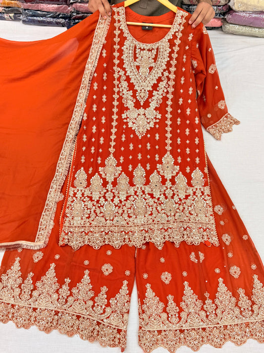 CHIFFON FABRIC Mother & Daughter Dress in Plazo Style 2025