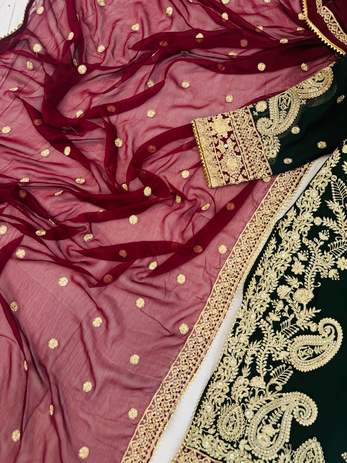 CHIFFON FABRIC 3 piece Heavily Embroidered Partywear & Wedding Wear Dress