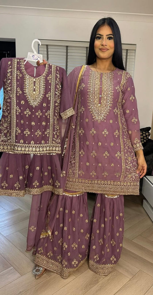 CHIIFON FABRIC Mother & Daughter Shara Style dress 2025
