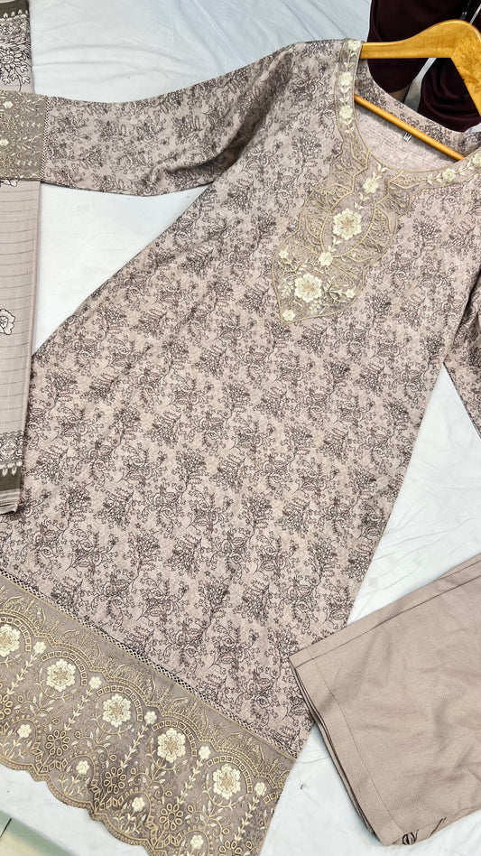 ✨ Printed Embroidered 3-Piece Suit ✨