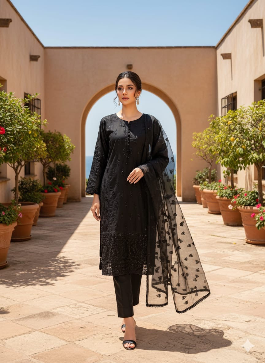 KHADDI Winter Collection Casual Wear Chicken kari Work On Dress