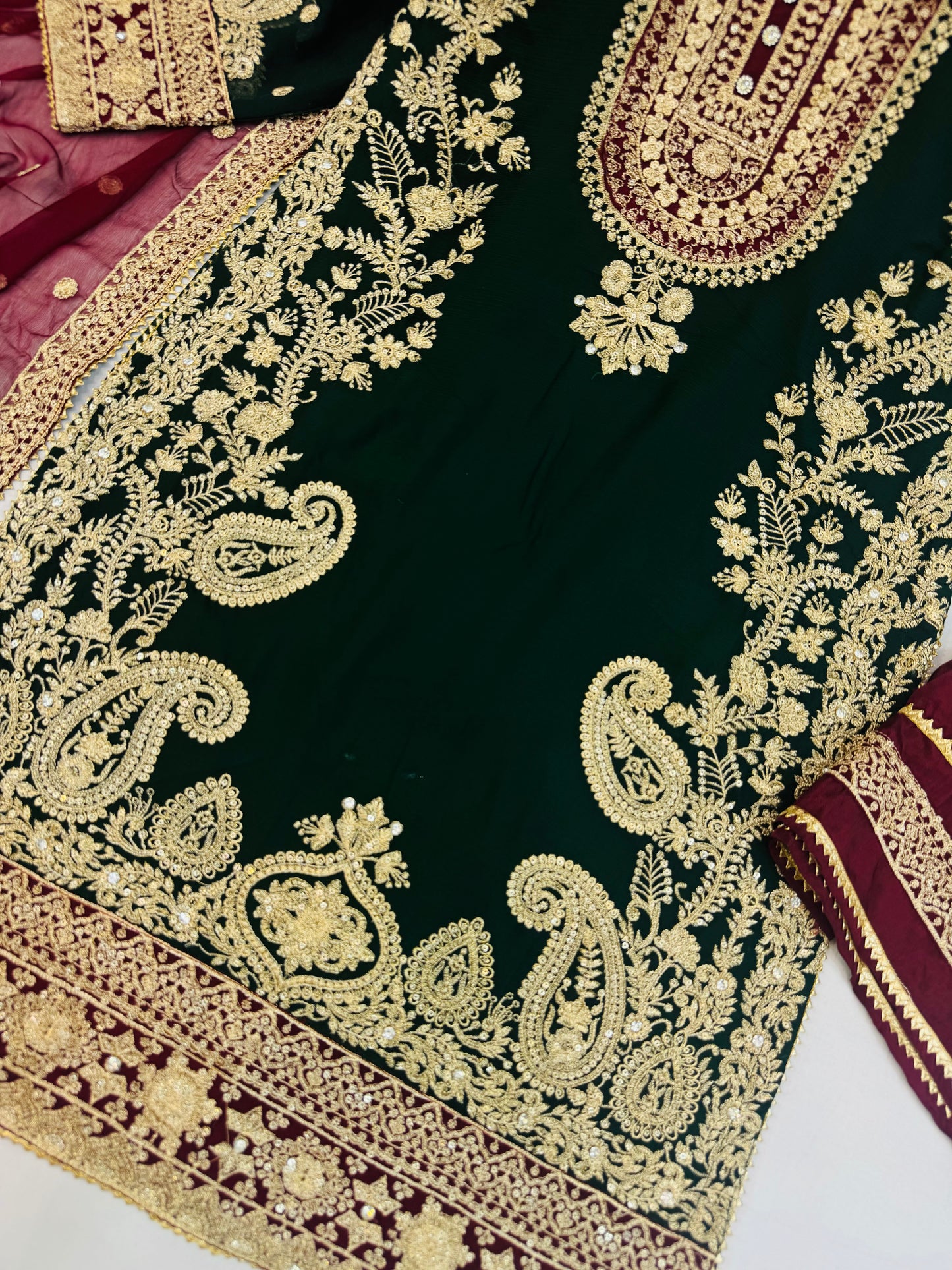 CHIFFON FABRIC 3 piece Heavily Embroidered Partywear & Wedding Wear Dress