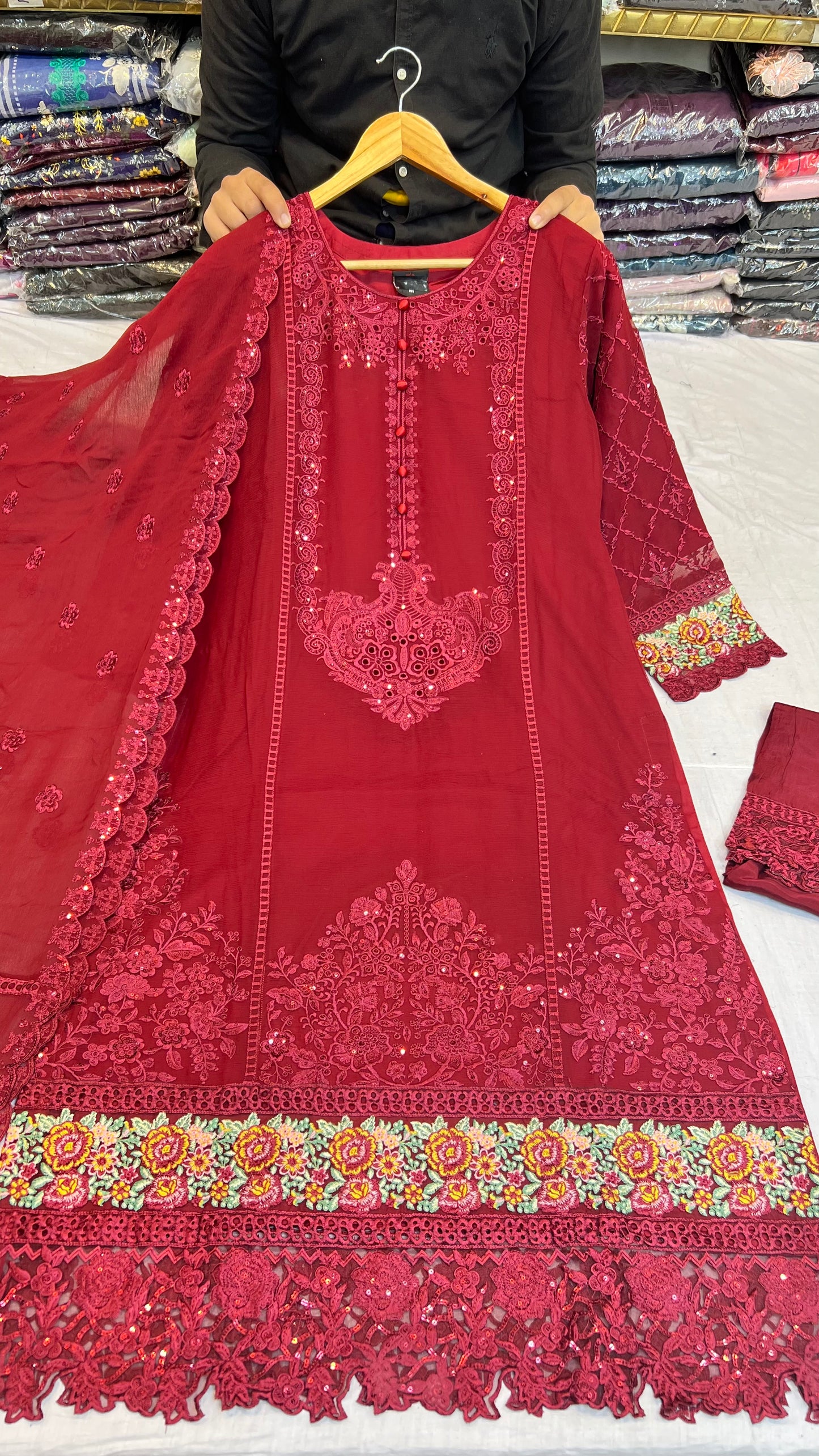 CHIFFON FABRIC 3-PCS Beautiful Heavy Embroided Dress 2026