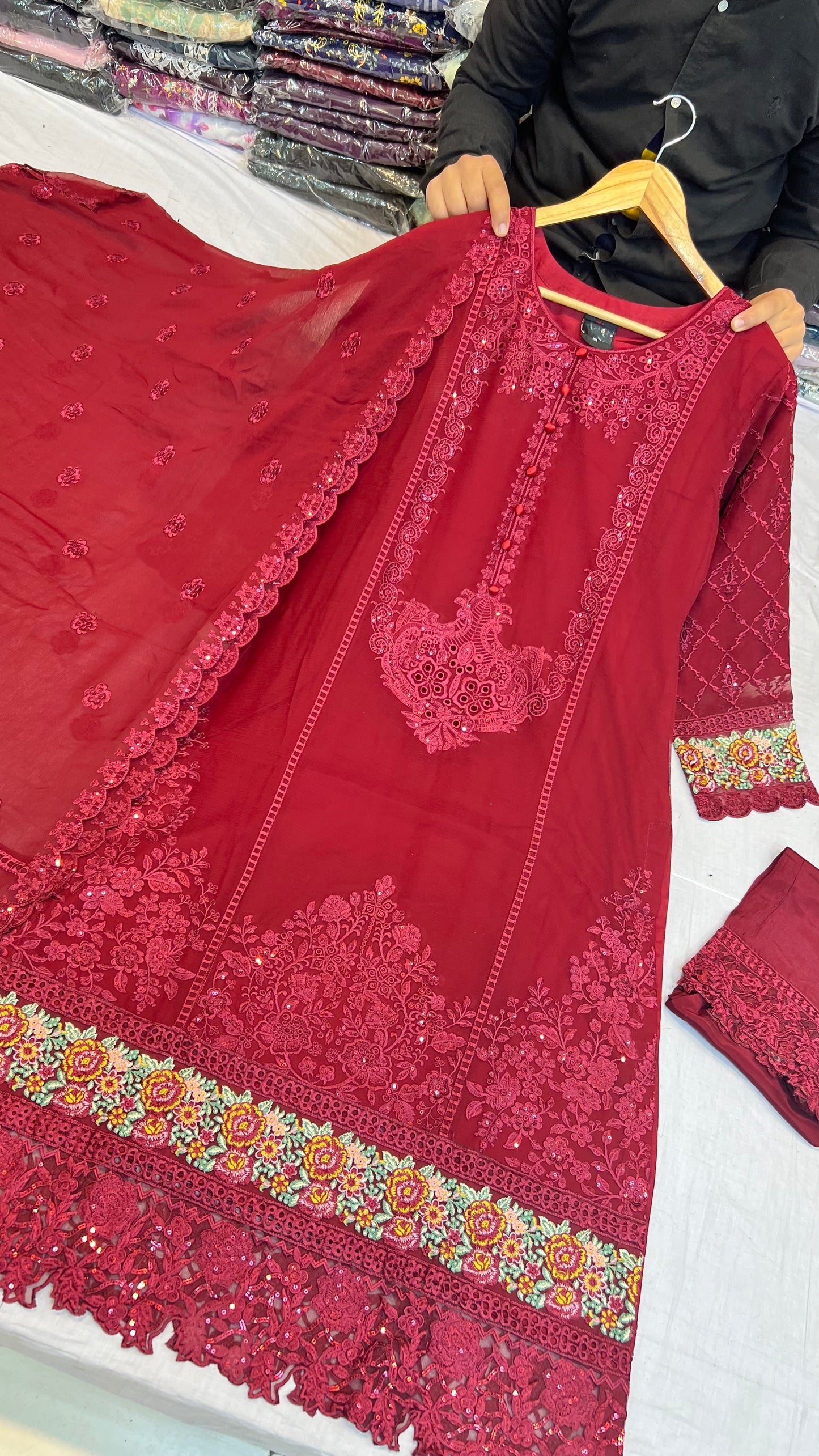 CHIFFON FABRIC 3-PCS Beautiful Heavy Embroided Dress 2026