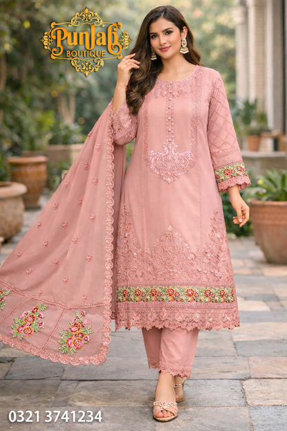 CHIFFON FABRIC 3-PCS Beautiful Heavy Embroided Dress 2026