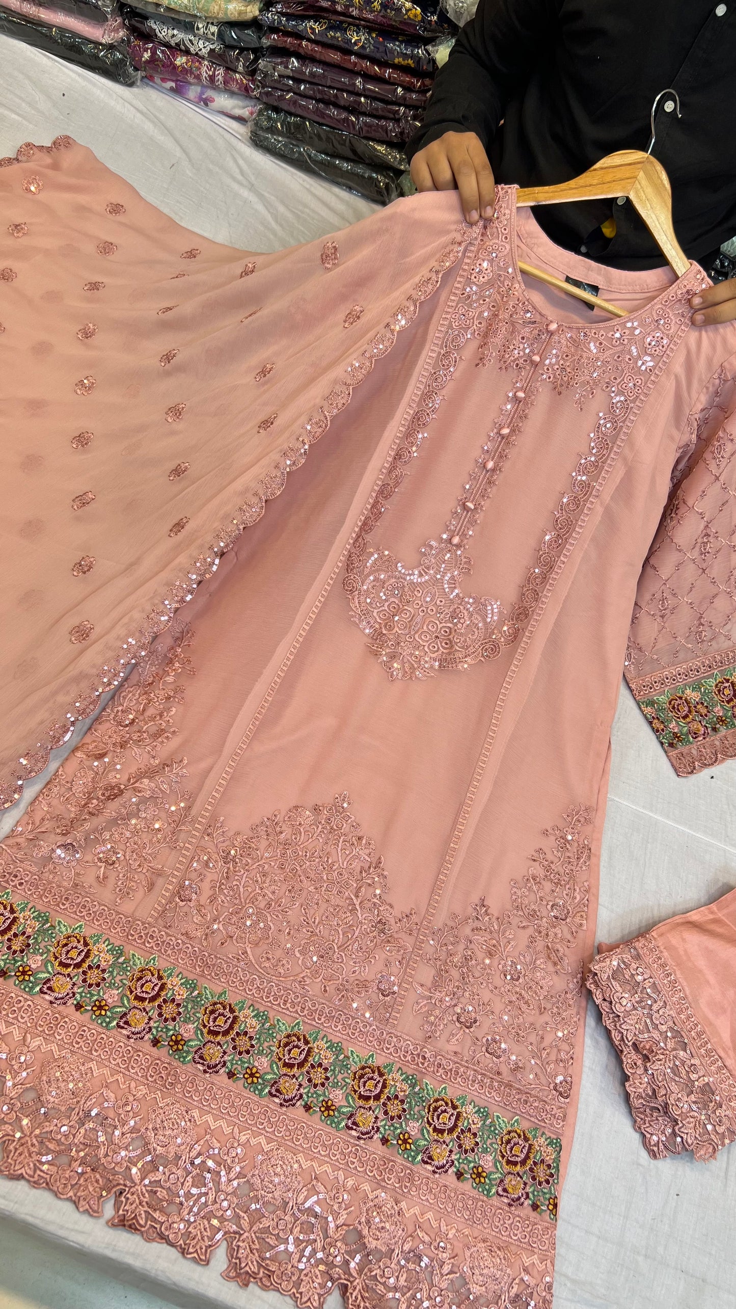 CHIFFON FABRIC 3-PCS Beautiful Heavy Embroided Dress 2026