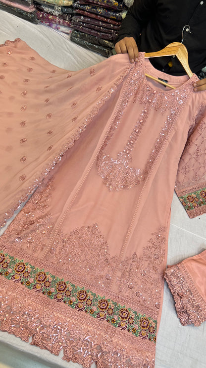 CHIFFON FABRIC 3-PCS Beautiful Heavy Embroided Dress 2026