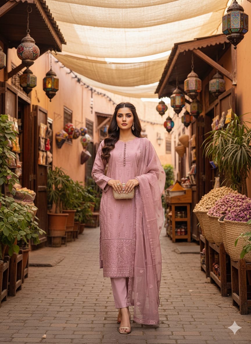 KHADDI Winter Collection Casual Wear Chicken kari Work On Dress