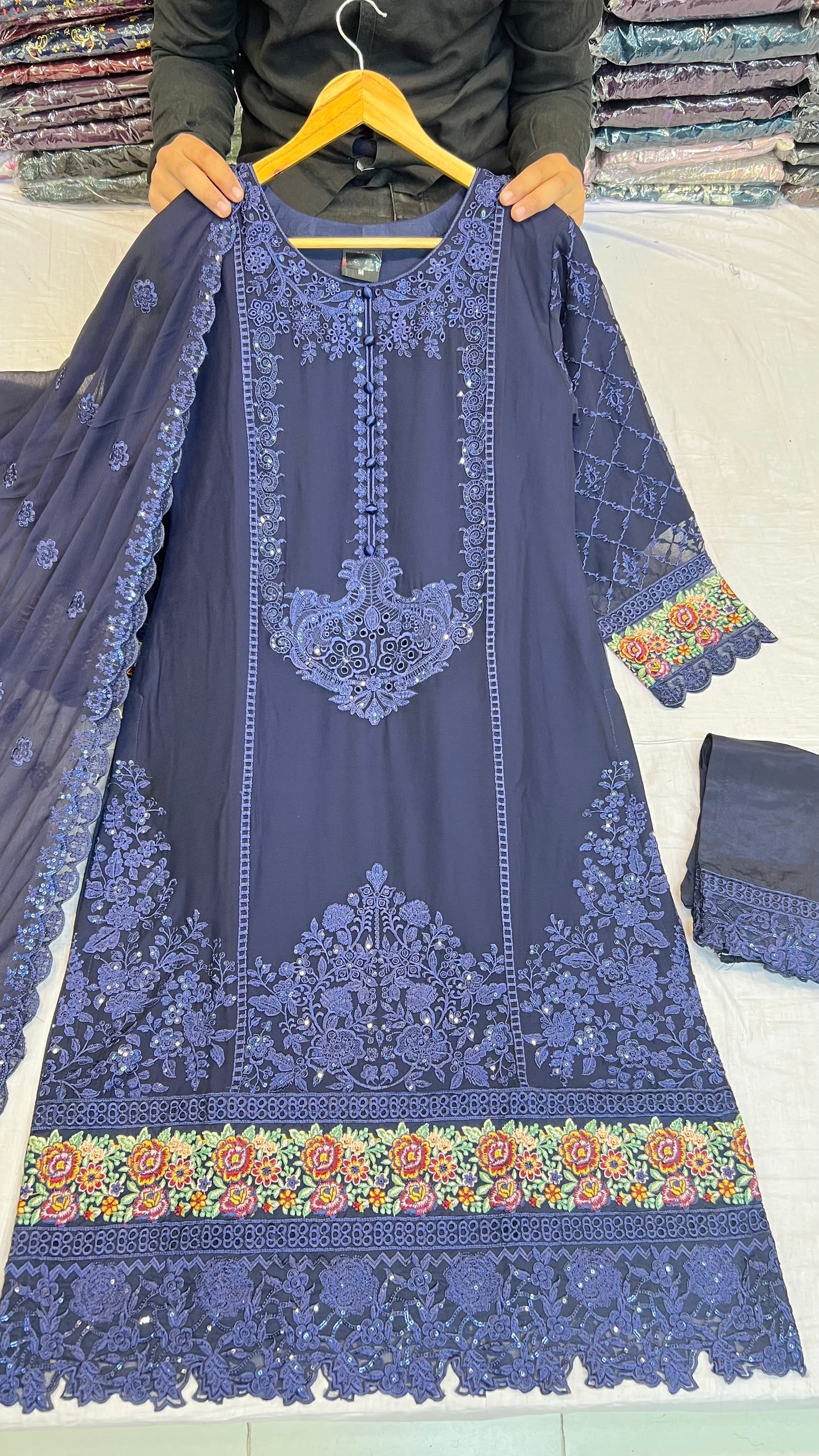 CHIFFON FABRIC 3-PCS Beautiful Heavy Embroided Dress 2026