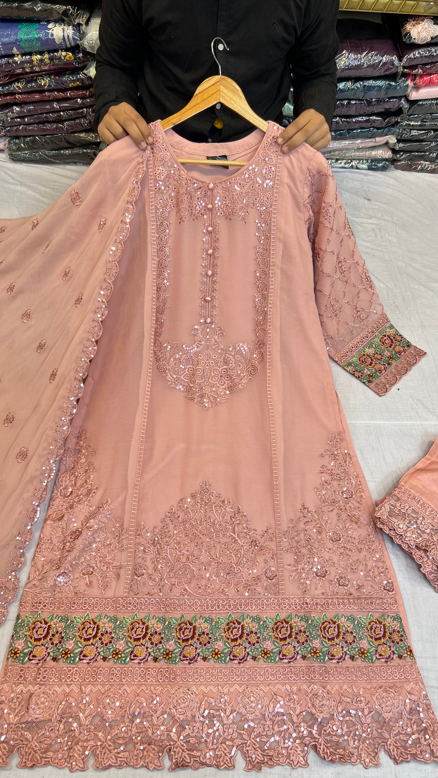 CHIFFON FABRIC 3-PCS Beautiful Heavy Embroided Dress 2026