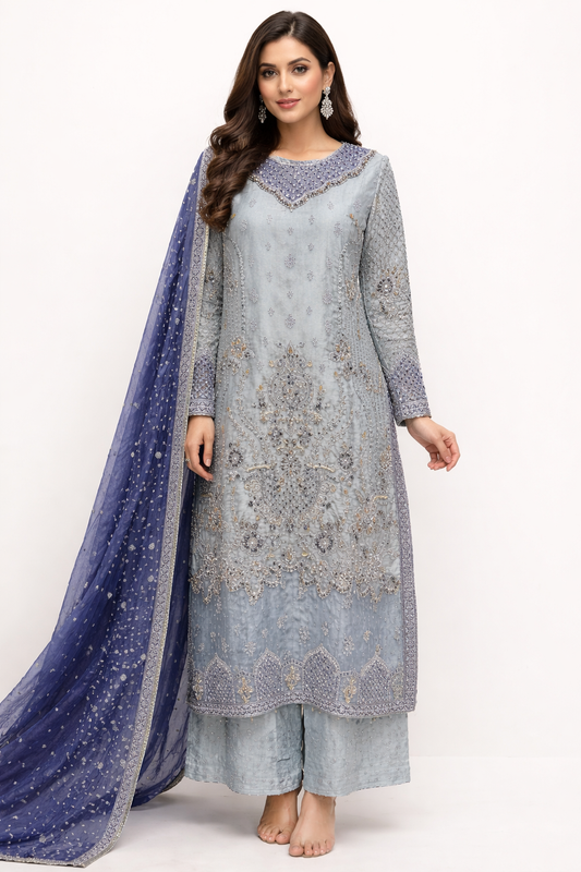 Luxury Embroidered Chiffon 3PC Suit