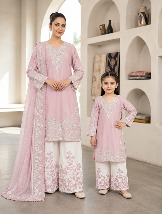 SG 2153 Pink Viscose Mother Daughter