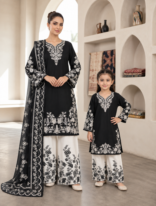 SG 2153 Black Viscose Mother Daughter