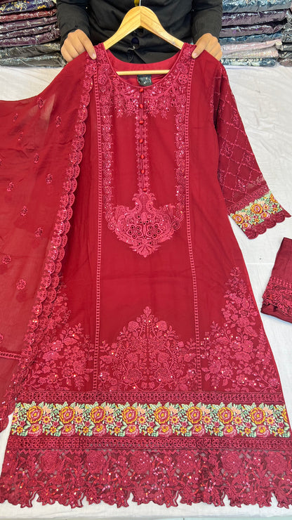 CHIFFON FABRIC 3-PCS Beautiful Heavy Embroided Dress 2026