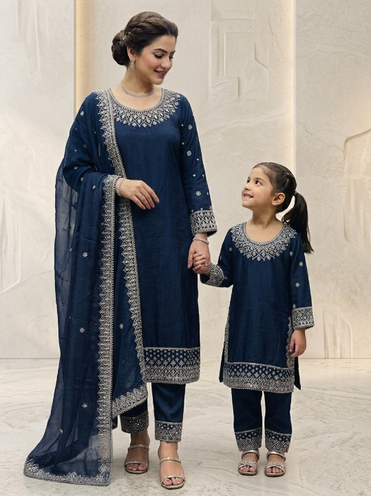SG2402 Rao Silk Black Mother Daughter