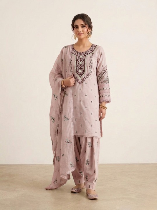 Embroidered Pink 3pc Shalwar Kameez