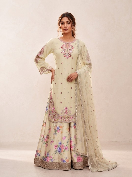 Elegant Yellow Embroidered Suit