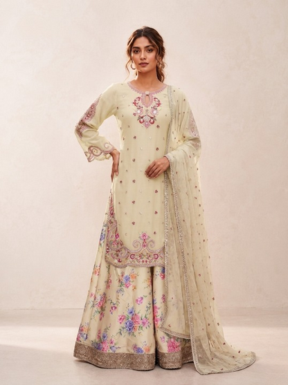 Elegant Yellow Embroidered Suit