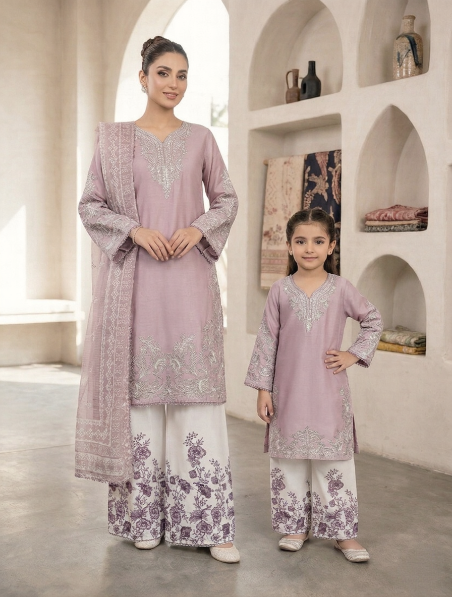 SG 2153 Pink Viscose Mother Daughter
