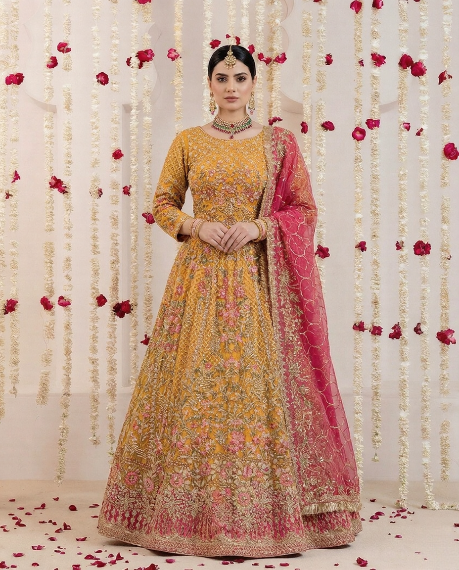 Zewar-e-Ishq FG 152 Yellow Mehndi Lehnga