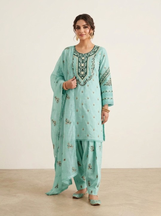 Embroidered Sky Blue 3pc Shalwar Kameez