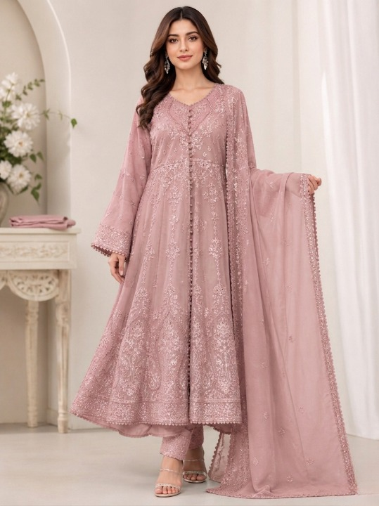 SG1497 Frock Chiffon Soft Pink