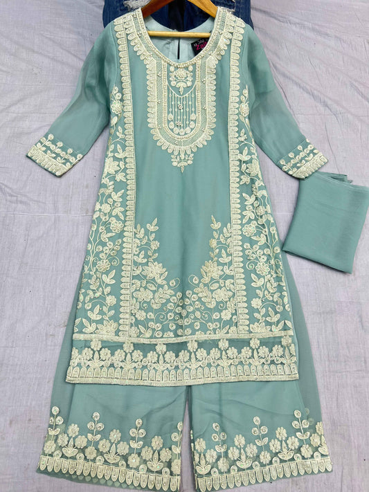 Chiffon Kids Dress With Plazo