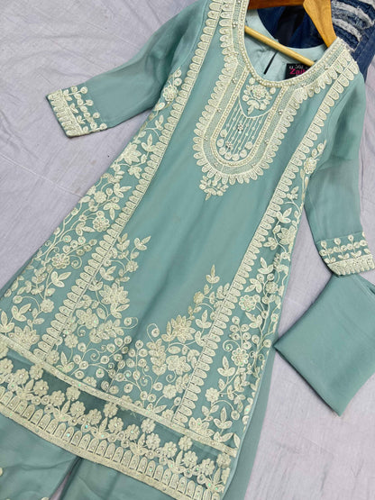 Chiffon Kids Dress With Plazo