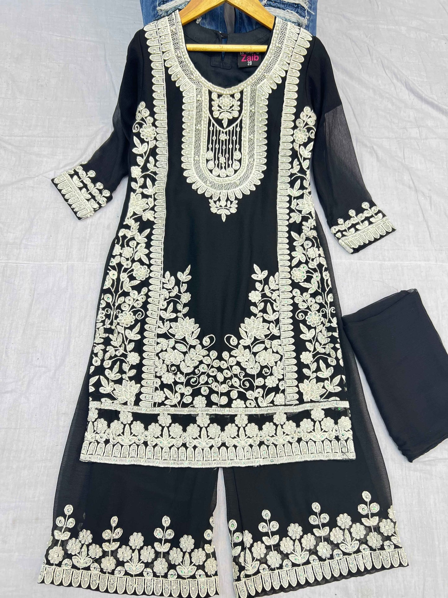 Chiffon Dress With Plazo