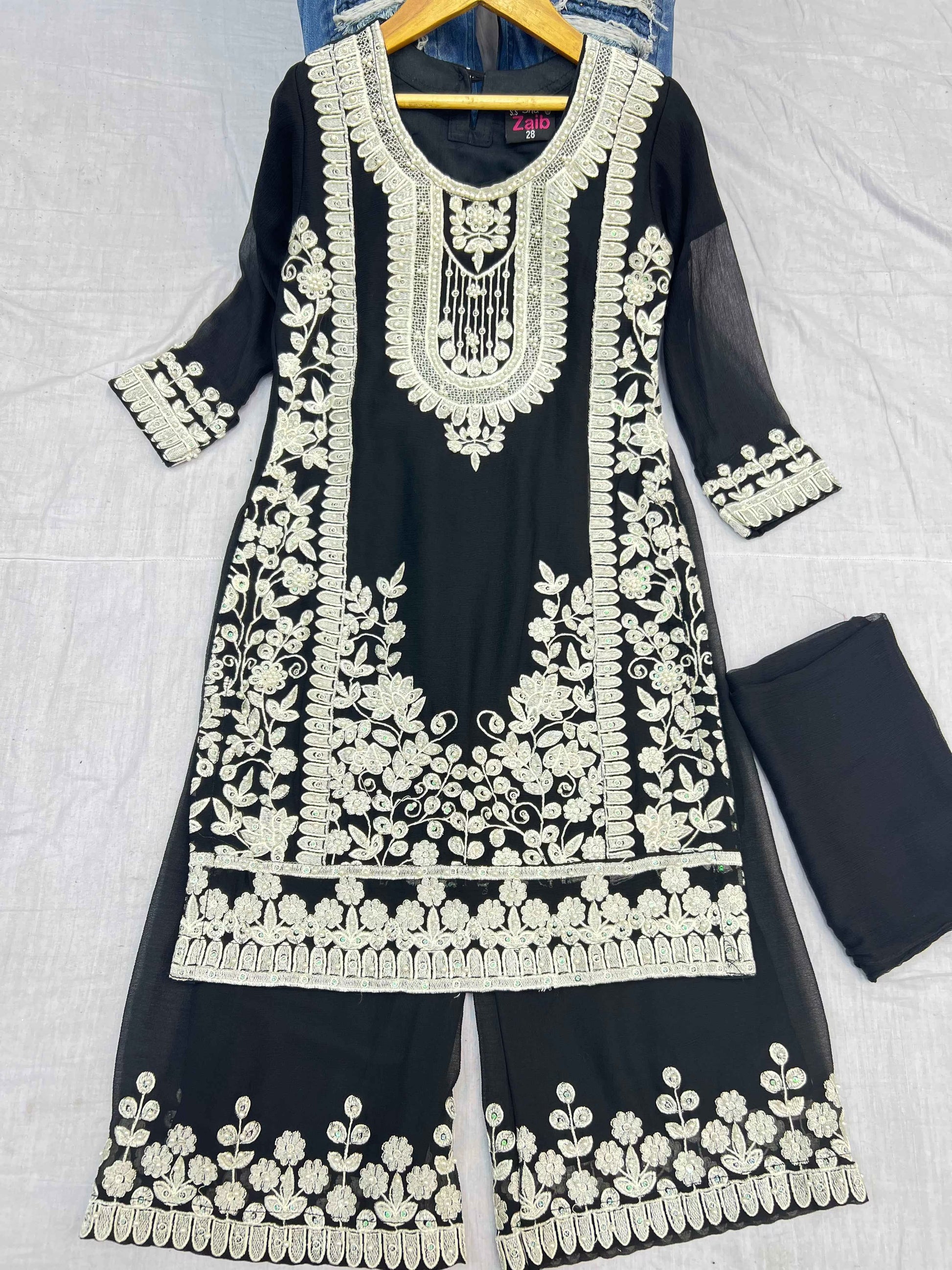 Chiffon Dress With Plazo