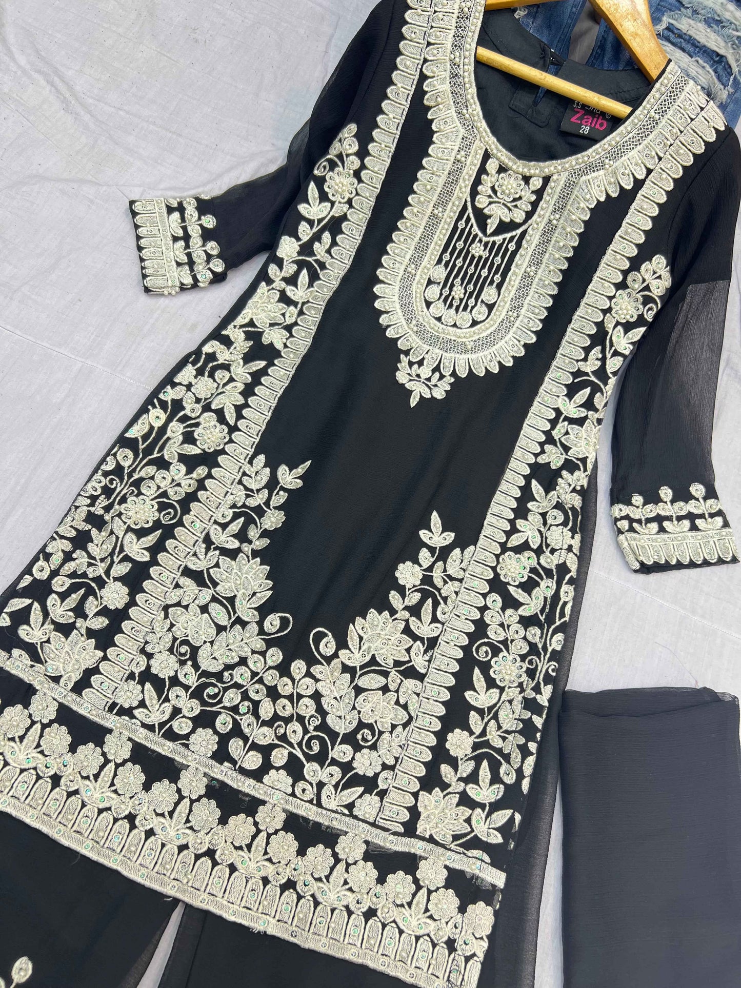 Chiffon Dress With Plazo