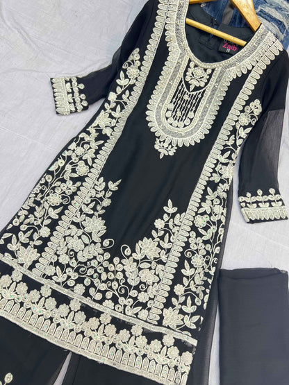 Chiffon Dress With Plazo