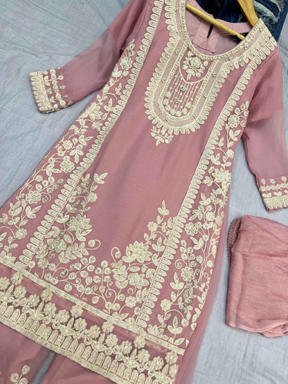 Chiffon Kids Dress With Plazo