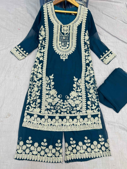 Chiffon Dress With Plazo