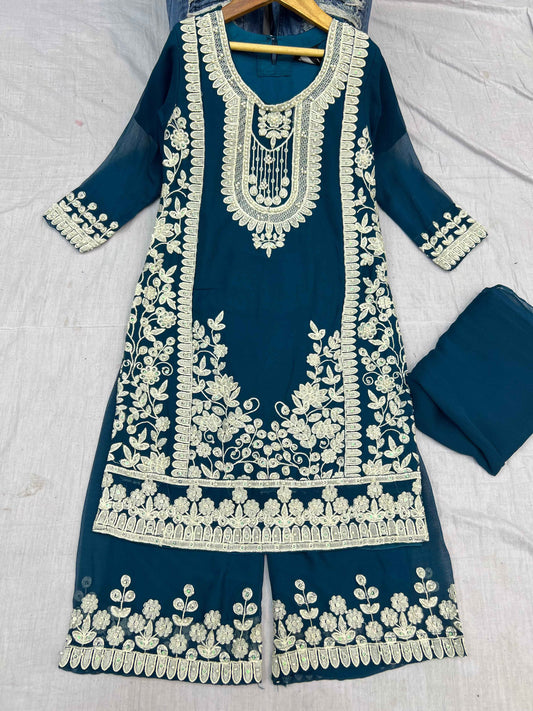 Chiffon Dress With Plazo