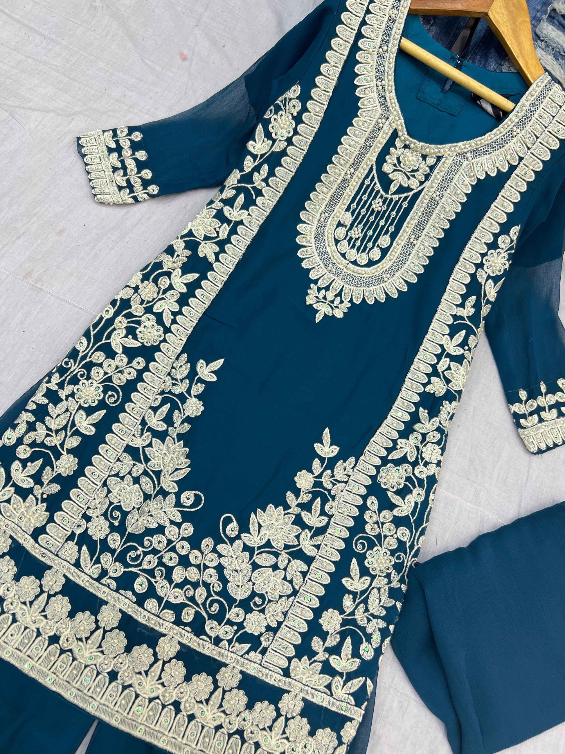 Chiffon Dress With Plazo