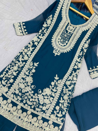 Chiffon Dress With Plazo