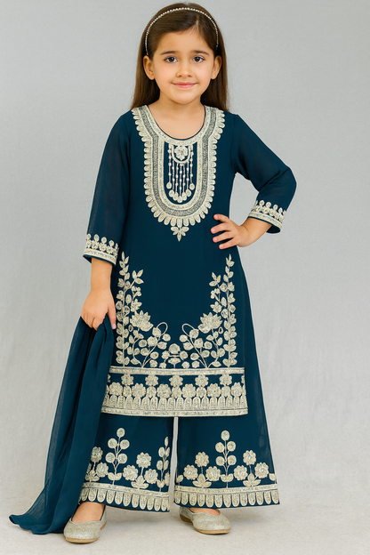 Chiffon Dress With Plazo