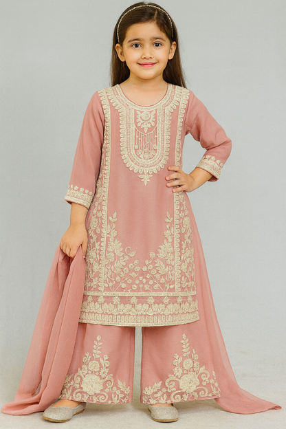 Chiffon Kids Dress With Plazo