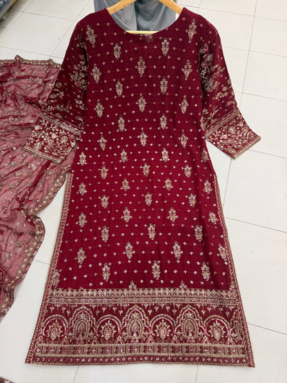 CHIFFON FABRIC Wedding Dress Collection With Jamawar BEautiful Ghrara 2025