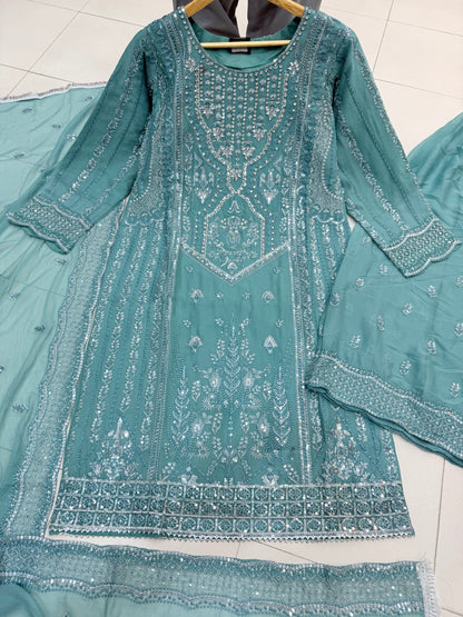 CHIFFON FABRIC 3 piece Mariah B Heavily Embroidered Dress Collection 2025