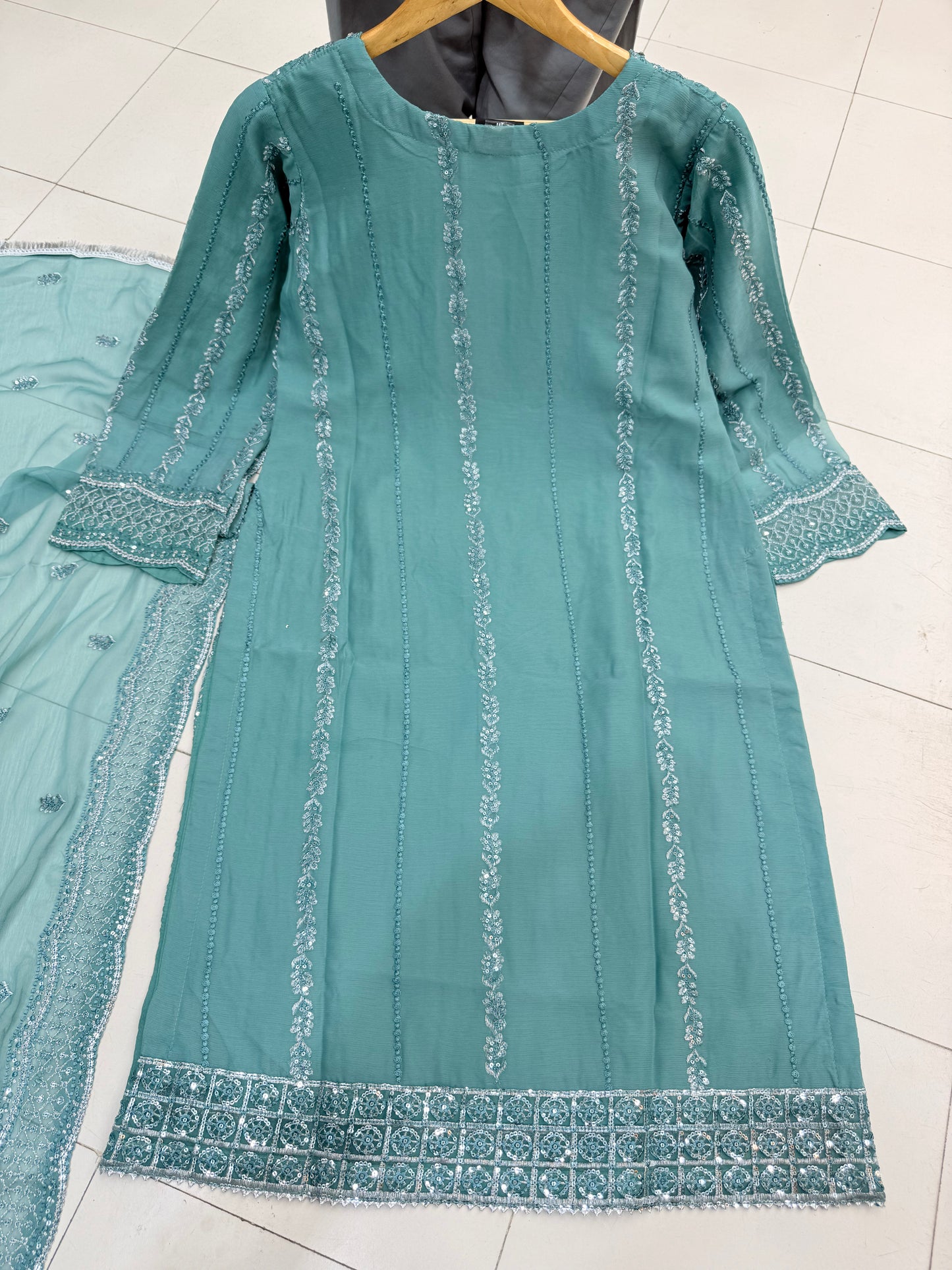 CHIFFON FABRIC 3 piece Mariah B Heavily Embroidered Dress Collection 2025