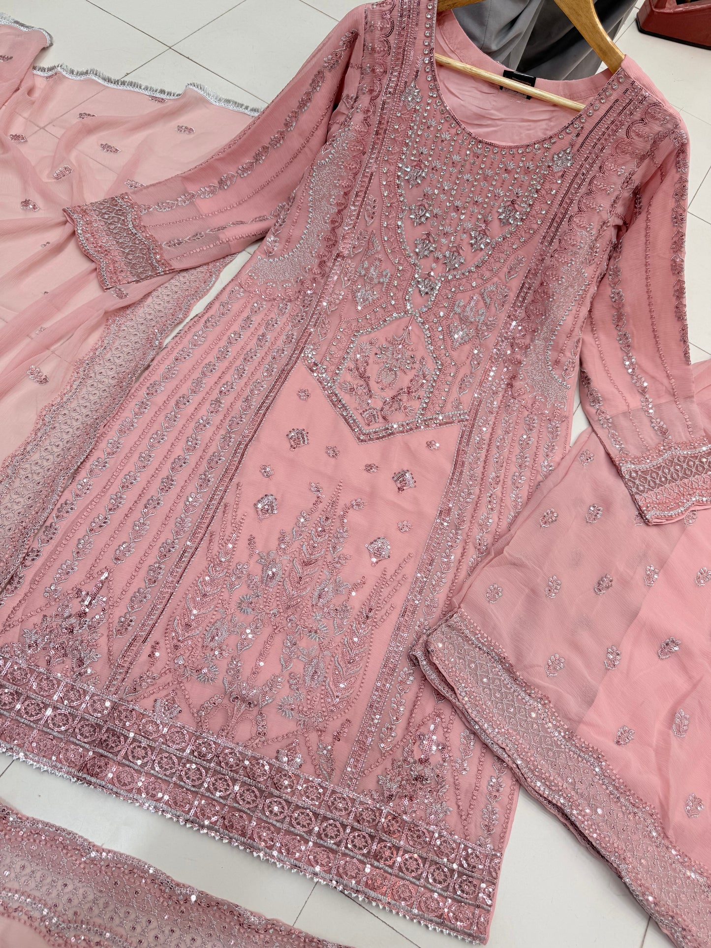 CHIFFON FABRIC 3 piece Mariah B Heavily Embroidered Dress Collection 2025
