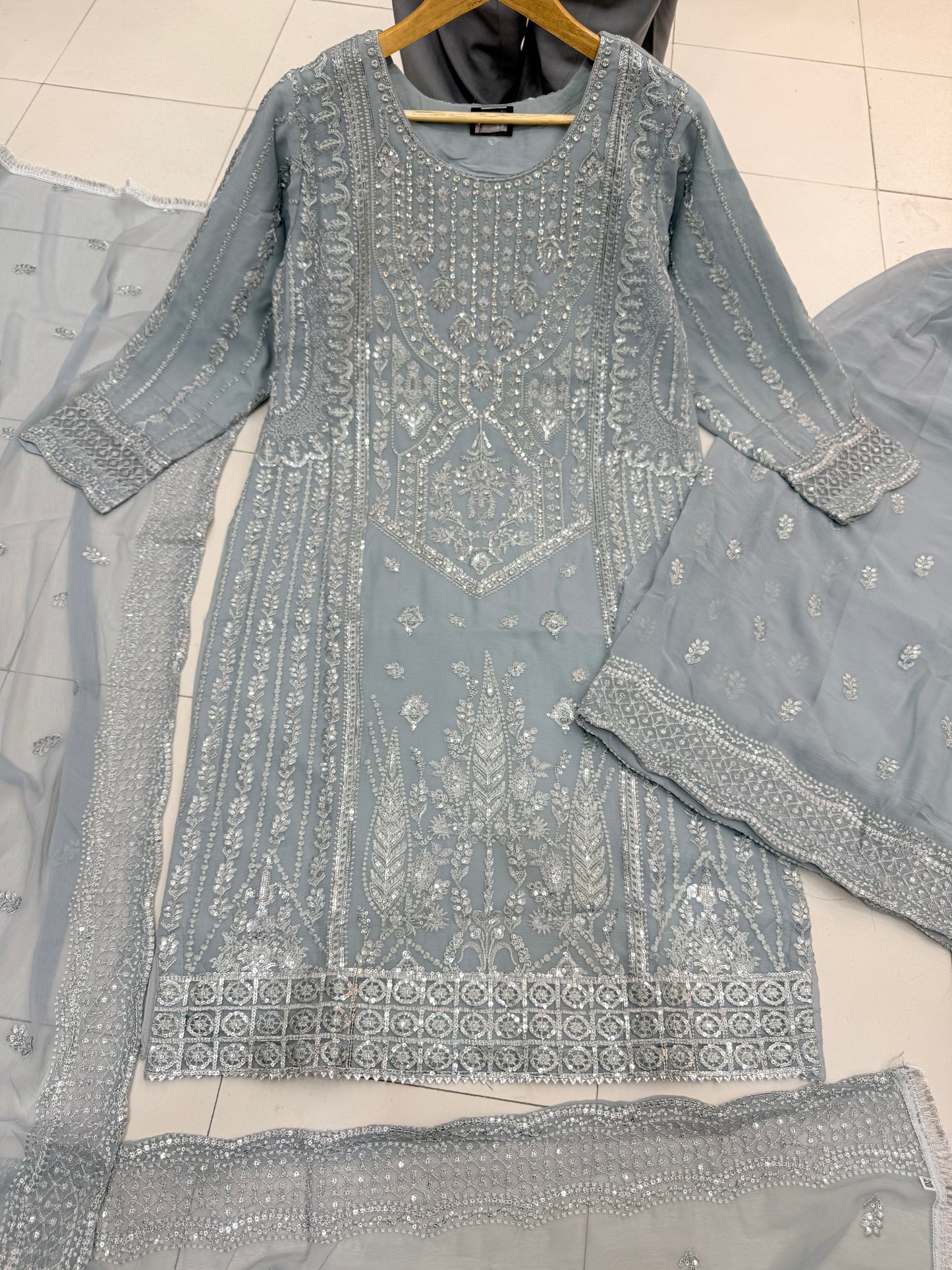 CHIFFON FABRIC 3 piece Mariah B Heavily Embroidered Dress Collection 2025