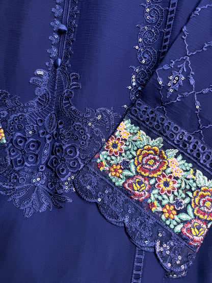 MARIAH B. Chiffon Fabric Long Shirt Heavy Embroidered Dupatta Dress 2025